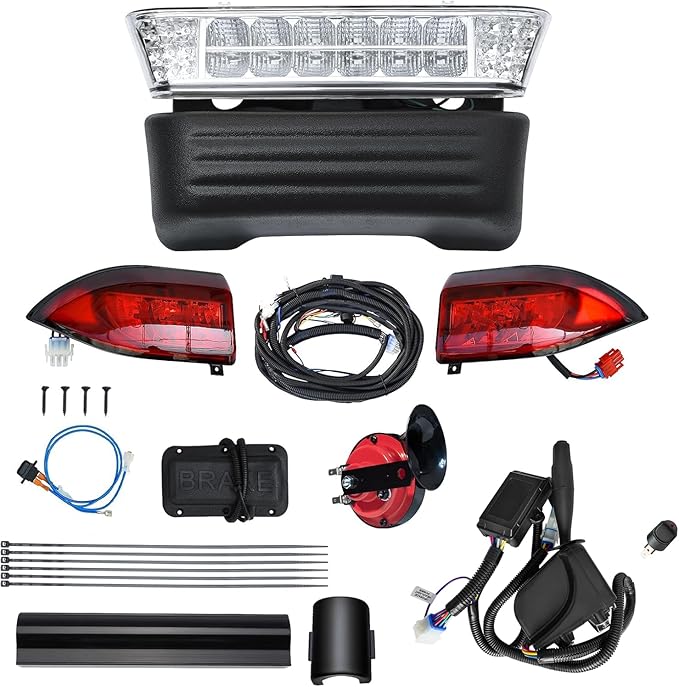 Golf Cart Deluxe Light for Club Car Precedent Electric 12V Street Legal Upgrade Headlight Taillight Kits for Precedent LED Light 2004 up with Turn Signals Hazard Light Switch Horn Brake Pad