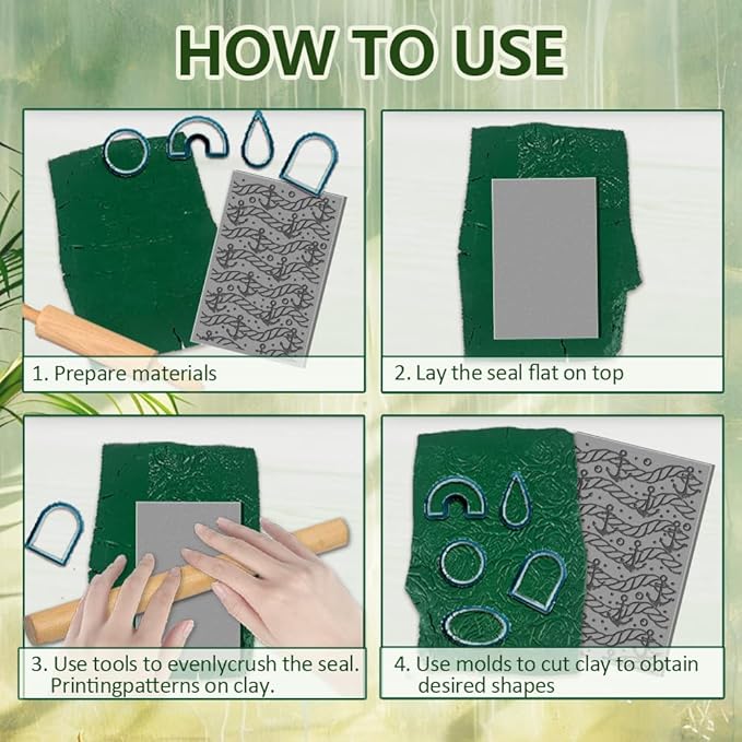 CHGCRAFT 16 Sheets Animal and Plant Clay Texture Mat Ocean Polymer Clay Texture - Image 3