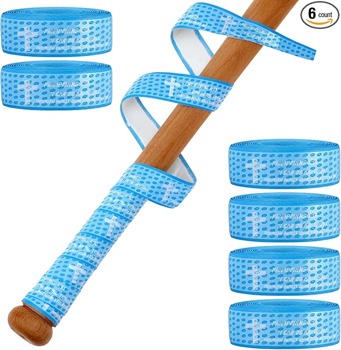 Sotiff 6 Pcs 43 Inch Cross Baseball Bat Grip Tapes 1.5 mm Precut and Full Adhesive Bat Tape for Softball Non Slip Religious Baseball Grip Tapes for Sports