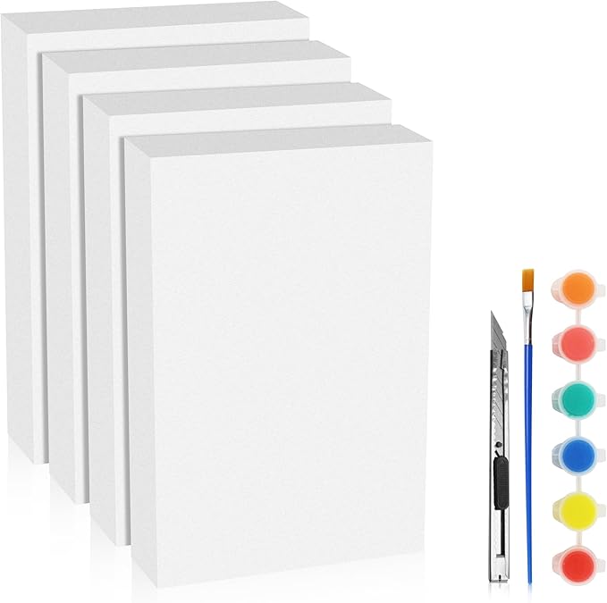 LuckyFoam White 4 Pack 12x7.5x2 inch Foam Sheets 2 Inch Thick Polystyrene by LuckyFoam