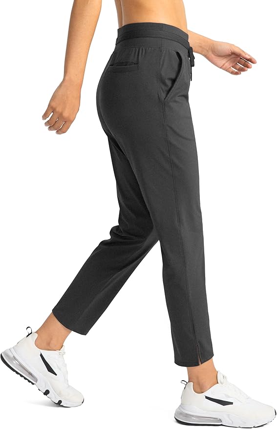 Soothfeel Women's Pants with 4 Pockets 7/8 Stretch High Waisted Sweatpants Travel Athletic Work Golf Pants for Women