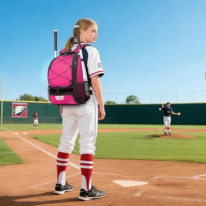 DAFISKY Baseball Bag Softball Backpack - Youth Adult T Ball Bat Equipment Bag with Bat Helmet Holders, Shoe Compartment