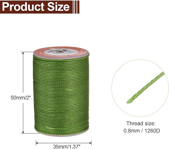 uxcell Round Leather Sewing Waxed Thread, 55m / 60 Yards Wax Polyester String - Image 2