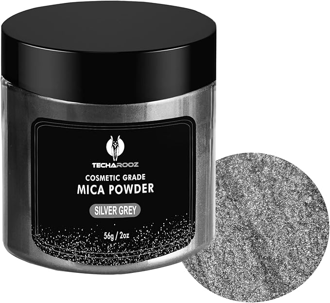 Silver Grey Mica Powder for Epoxy Resin 56g / 2oz. Jar by TECHAROOZ