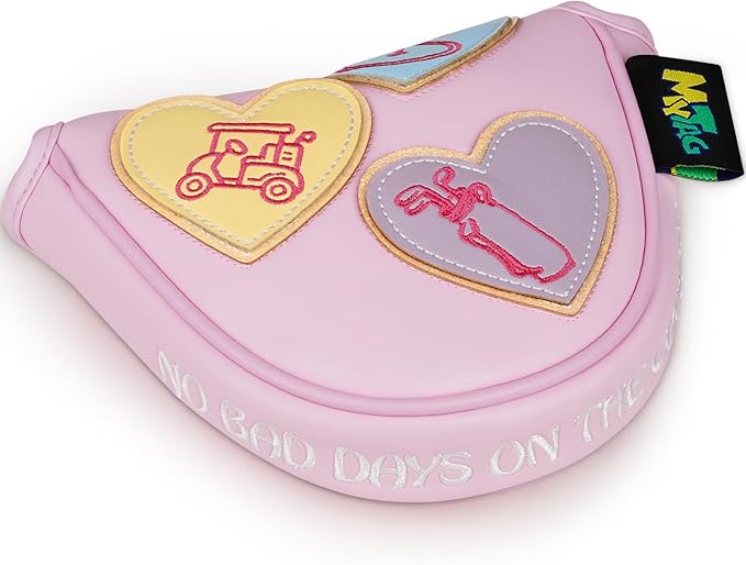 mytag Golf Head Covers Pink, No Bad Days On The Course Golf Club Covers Driver Fariway Hybrid Headcover for Women Girls