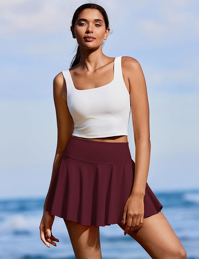 PINSPARK Womens Tennis Skirt Pleated Athletic Skirts with Pockets Shorts High Waisted Golf Skort for Workout Pickleball