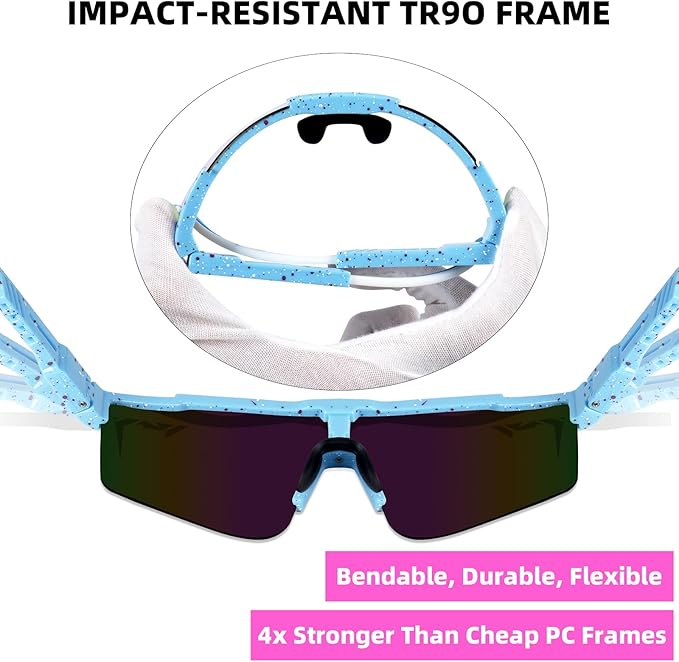 2-Sizes Kids Youth Baseball Sunglasses Men Women Vipers Sunglasses Softball Boys Girl True Polarization &UV Protection