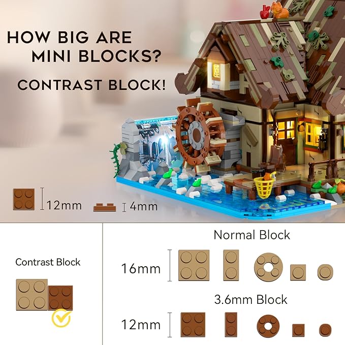 Wood Cabin Building Set with Light, Big House Construction Model - Image 5