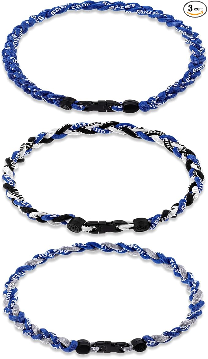 Junkin Baseball Necklaces Three Braided Rope Titanium Necklace for Fans Team Gifts Boys Men Player Softball Sports