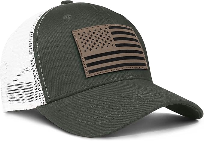American Flag Trucker Hat - Snapback Hats for Men Women Baseball Cap - Breathable Mesh & Adjustable Fit for Casual Wear