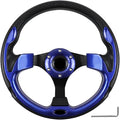 Golf Cart Steering Wheel, Universal Fit, PVC, Black and Blue, Medium Grip, For Golf Carts, Club Car, EZGO, RXV, TXT, Yamaha, Precedent, Tempo, DS