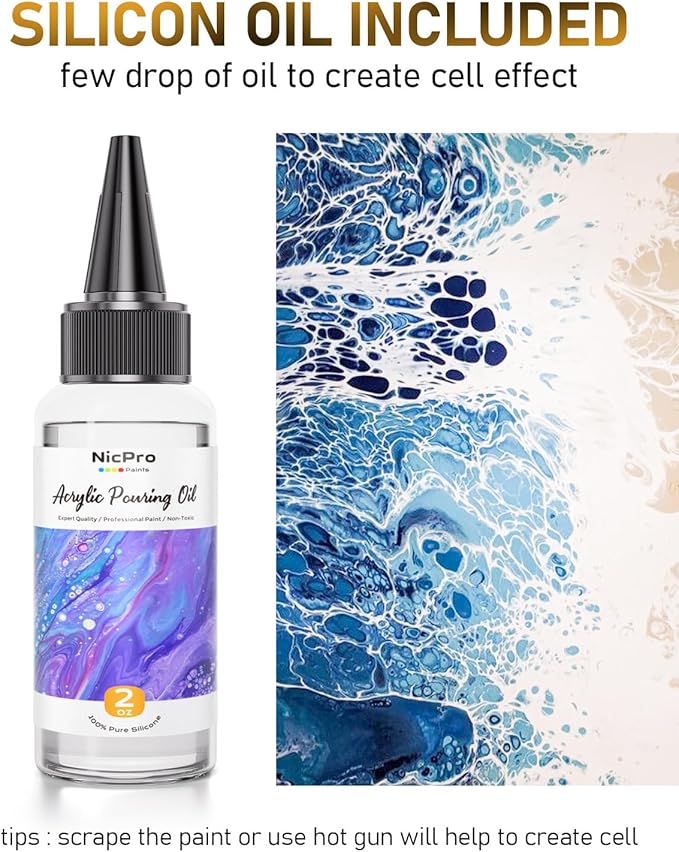 Nicpro 8 Colors 33.8 oz Large Bulk Metallic Acrylic Pouring Paint Supplies Kit - Image 5