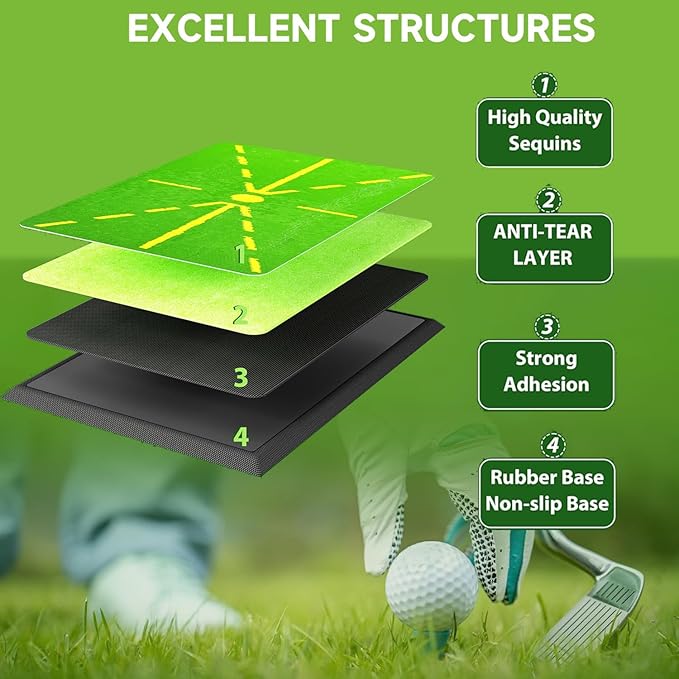 Golf Hitting Mat, Urgrade Golf Training Mat, Golf Practice for Swing Path Feedback/Analyzing, Precision Pro Swing Mat, Accessories Gifts, 17"x12"