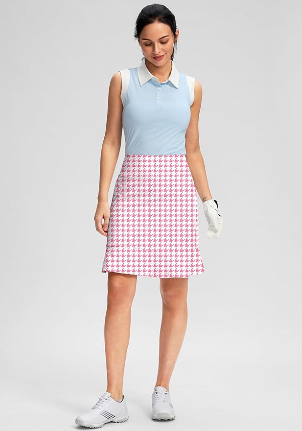 Viodia 20" Knee Length Skorts Skirts for Women with Pockets High Waisted Athletic Tennis Golf Skort for Casual Summer