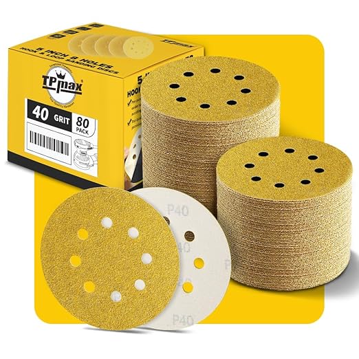 80PCS 5 Inch 40 Grit 125mm 8 Hole Sanding Discs Sandpaper by TPmax