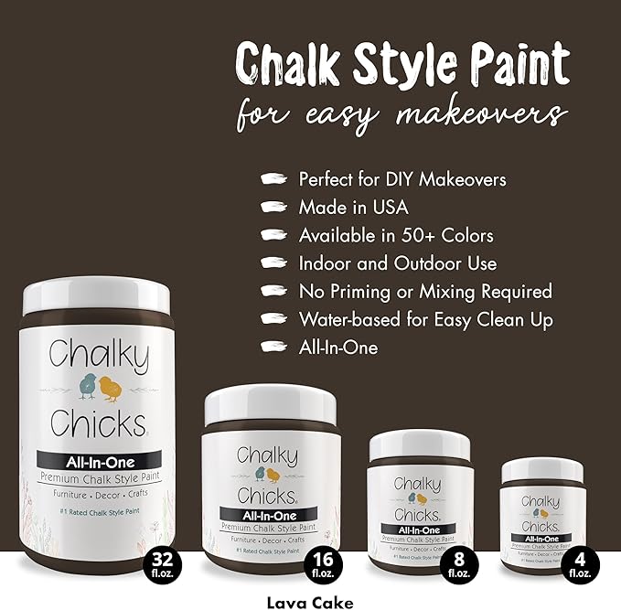Chalky Chicks 8 Fl Oz Matte Lava Cake Chalk Paint - Image 2