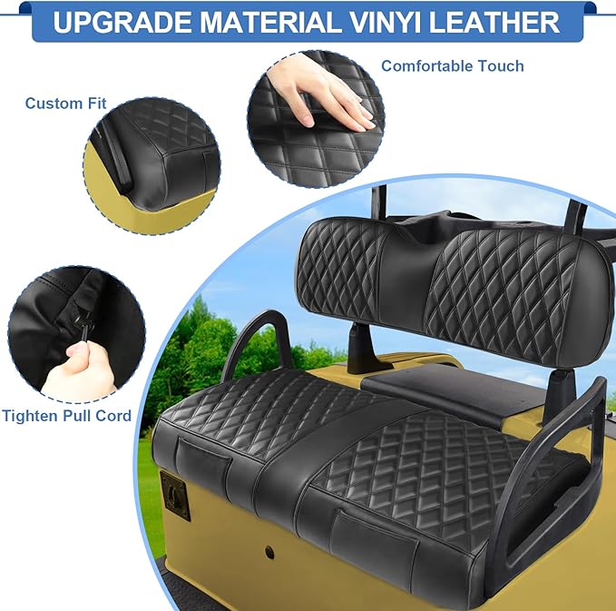Golf Cart Seat Covers EZGO RXV,Grand Appearance, Easy Installation, Durable Quality, New Appearance,Golf Cart Seat Covers Fit RXV Front Seat,2 Convenient Pockets