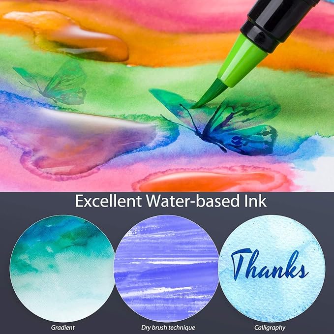 Professional Watercolor Brush Markers Pen 24 Colors of Ohuhu, Water Based - Image 4