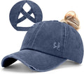 Womens Criss Cross Ponytail Baseball Cap Distressed Ponytail Hat High Messy Bun Trucker Ponycap for Outdoor Sports