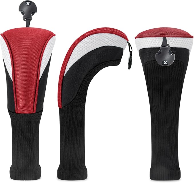 Golf Club Head Covers for Woods 3/4/5/6 Pieces Long Neck Mesh Sports Golf Club Headcovers Set with Interchangeable No. Tags 3 4 5 6 7 X Golf Accessories for Men Women