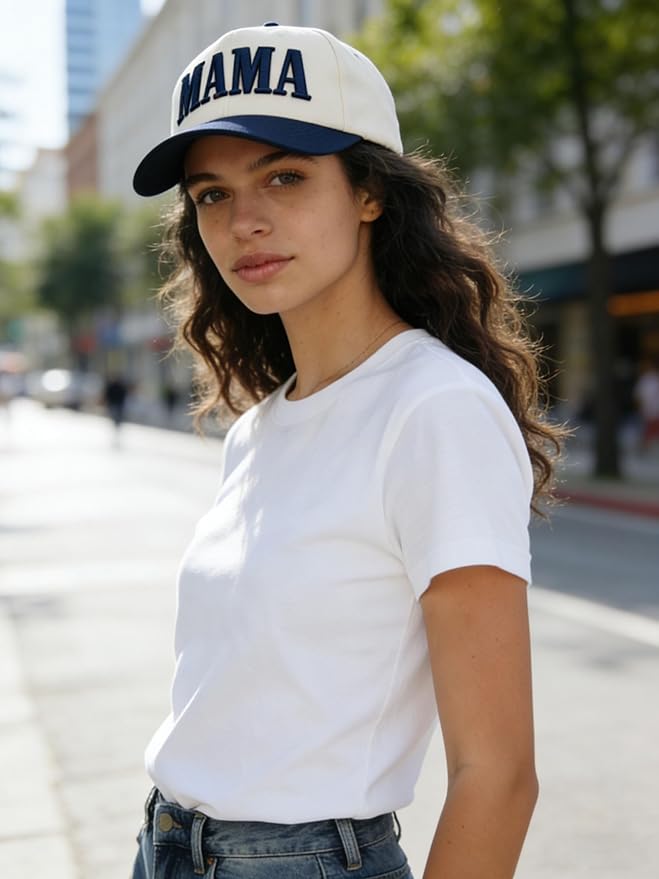 Womens Mama Trucker Hat, Vintage Snapback Mom Baseball Cap, Trendy New Mom Gifts Mothers Day Outfits for Mommin