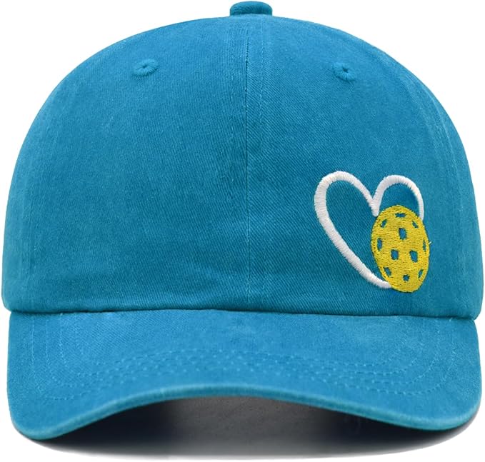 Pickleball Hat for Women Men, Adjustable Embroidered Heart Pickleball Baseball Cap