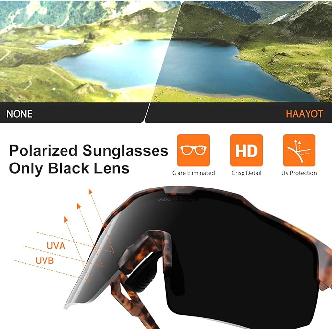 HAAYOT Polarized Sports Sunglasses for Men Women Youth Baseball Cycling Running Softball Biking Glasses 5 Lenses