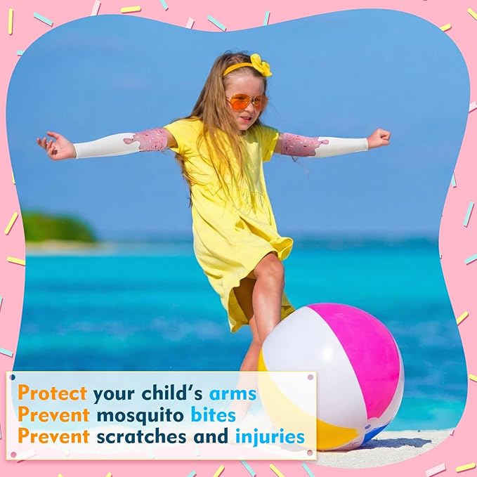 JaGely 16 Pairs Ice Cream Arm Sleeves for Kids UV Sun Protection Football Basketball Baseball Compression Long Sleeves Youth