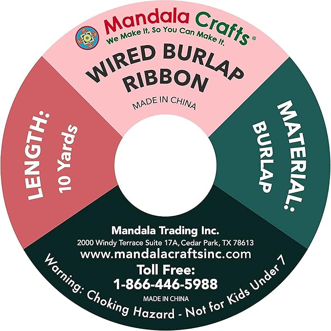 Mandala Crafts Red Burlap Wired Ribbon 1 Inches Wide Jute Ribbons - Image 4