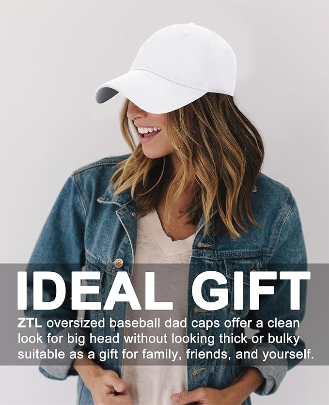Oversize XXL Baseball Cap for Big Heads 23.6"-25.6", Extra Large Cotton Baseball Hat, Plus Size Unstructured Dad Hats