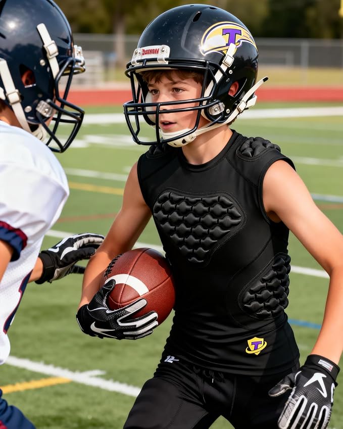 Youth Padded Compression Shirt Vest Rib Chest Protector Football Baseball