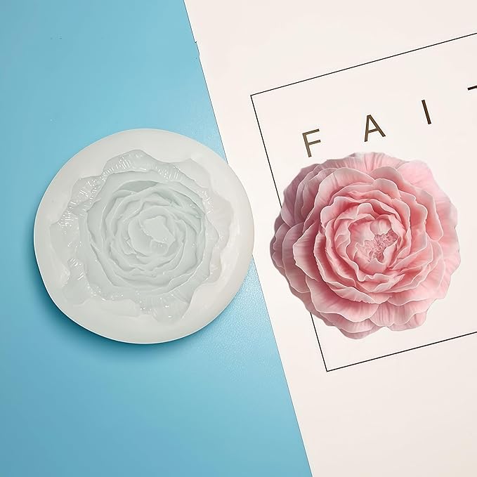 2PCS Peony Rose Flower Candle Silicone Mold Resin Soap Clay Chocolate Jelly - Image 5