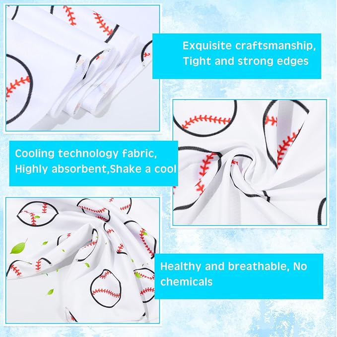 FuWeave 12 Pcs Cooling Towel 40 x 12 Inch Basketball Baseball Football Volleyball Soccer Softball Microfiber Fast Drying Towel for Gift Women Men