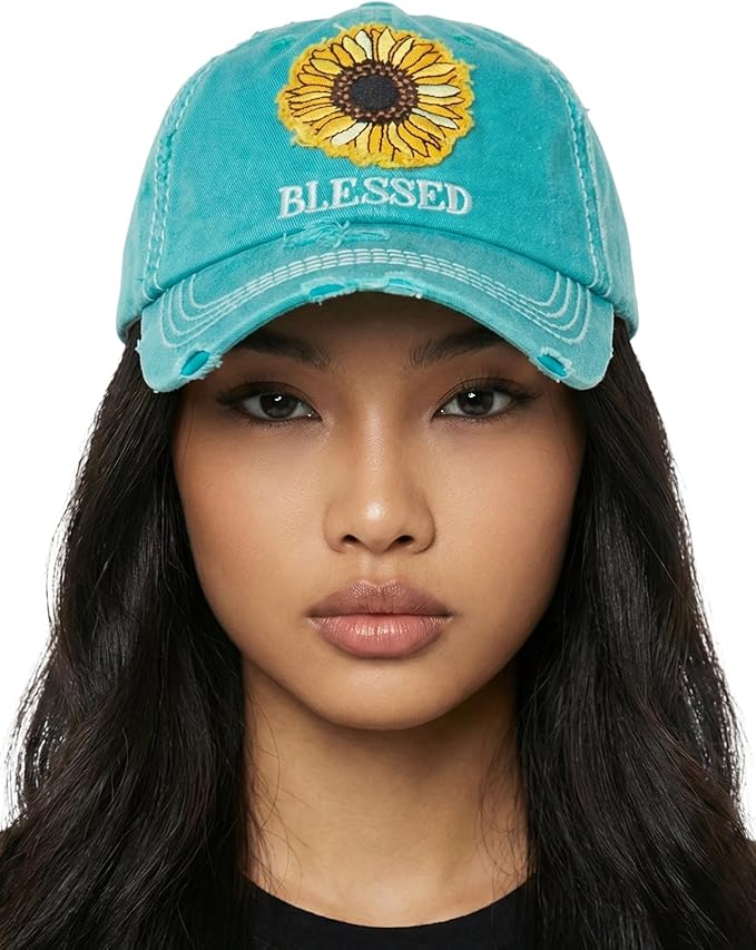 Funky Junque Distressed Vintage Baseball Cap - Embroidered Patch Women's Hat - Holiday, Lifestyle & Patriotic Designs