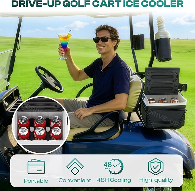 DRIVE UP Golf Cart Cooler, Golf Cart Cooler with Mounting Bracket Fits Club Car DS EZGO TXT and Yamaha Star Golf Carts