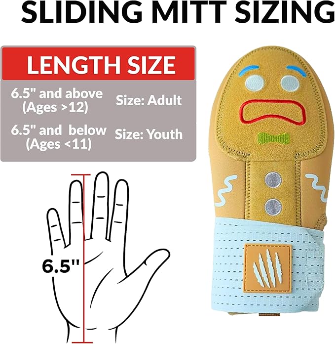 Baseball Sliding Mitt - Youth and Adult Sizes - Drippy Accessory Gingerbread Man, Ice Cream, Miami Color, Left & Right Hands, Hand and Wrist Protection