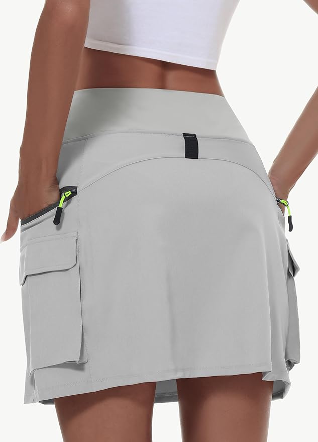 MIVEI Skorts for Woman - Hiking Cargo Skorts with Zipper Pockets, High Waisted Quick Dry Golf Workout, Dressy Casual