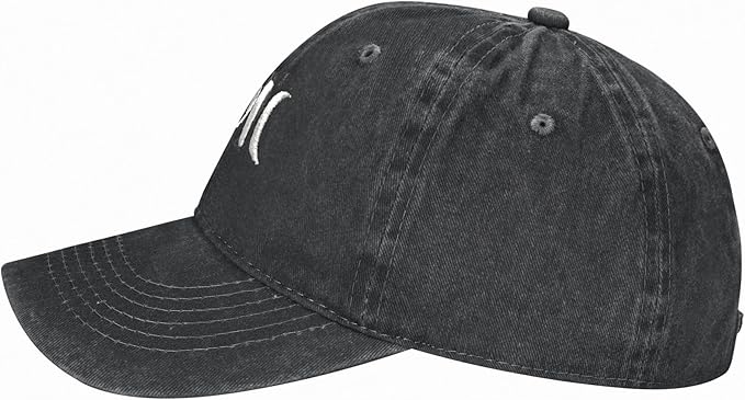 Gothic Goth Crescent Moon Hat, Adjustable Embroidered Washed Baseball Cap for Men Women