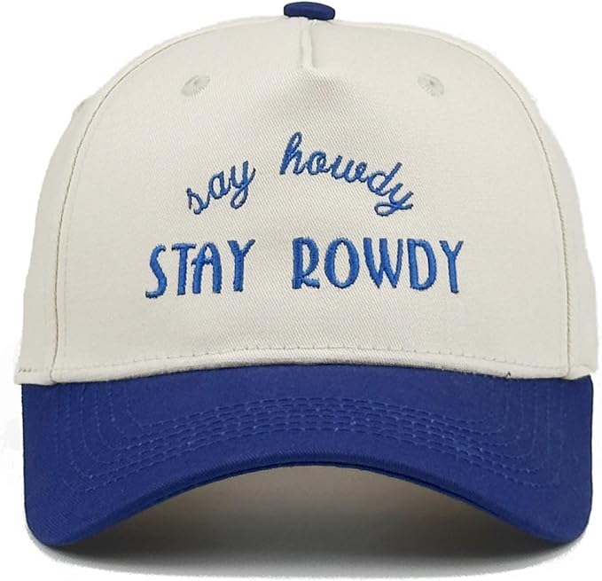 Two-Tone Cotton Baseball Cap with Embroidered Western Sayings - Adjustable Cowboy Style Hat for Men and Women