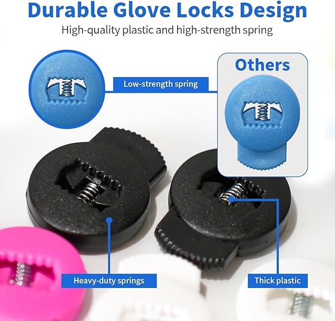 Baseball Glove Locks – 18 Pack Lace Locks for Baseball & Softball – 9 Assorted Colors (2 Each) – Glove Lock Clips for Glove Repair and Secure Fit - Youth & Adult Players