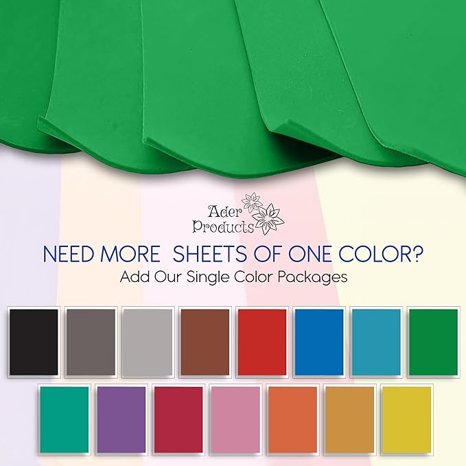 Green EVA Foam Sheets for Crafts, 9 x 12 Inch, 2mm Thickness, 15 Pack – Ideal - Image 3