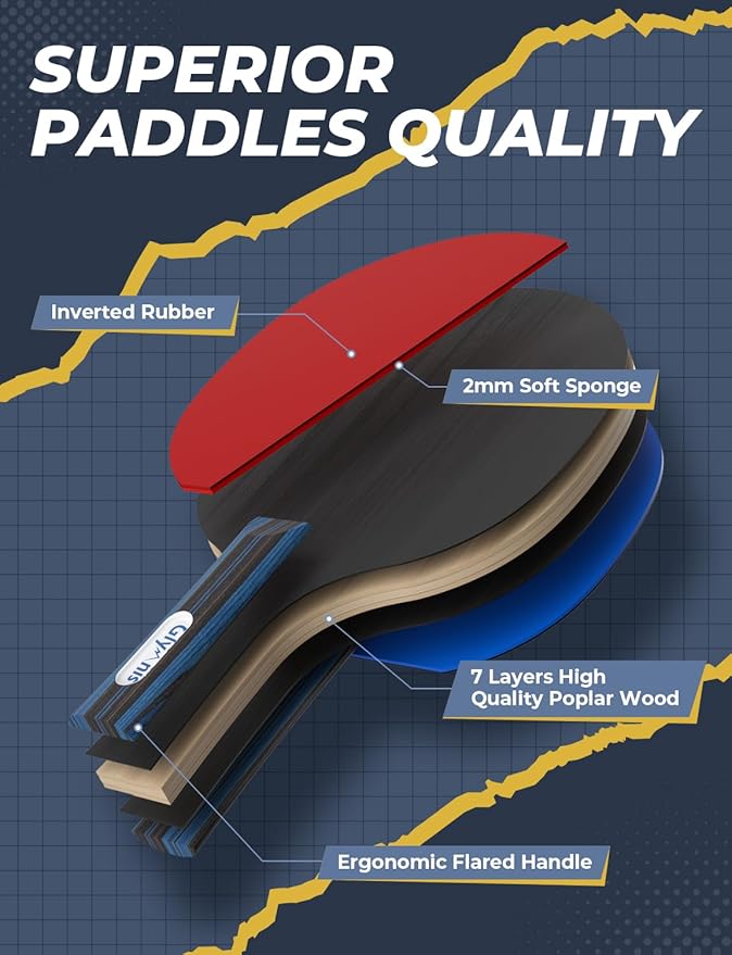 Glymnis Ping Pong Paddles Set Table Tennis Rackets - Image 3