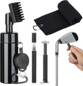 Golf Club Cleaning Kit,Golf Accessories,Golf Cleaning Kit with Golf Club Cleaner Water Brush,Towel,Divot Repair Tool,Groove Sharpener,Golf Ball Alignment Complete Golf Kit
