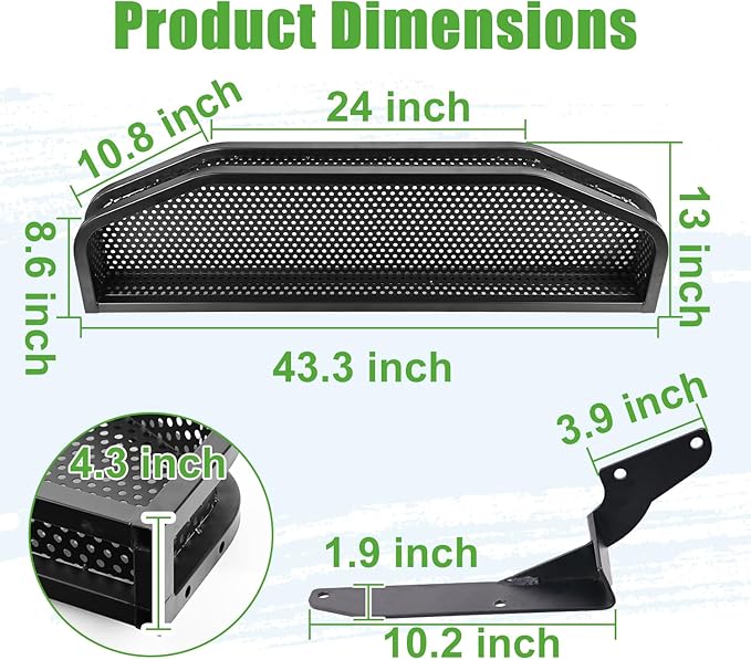10L0L Golf Cart Front Cargo Basket for EZGO TXT/RXV、Club Car DS/Precedent、Yamaha G22/G29 - Heavy-Duty Steel Mesh Storage Rack, Gas/Electric Compatible