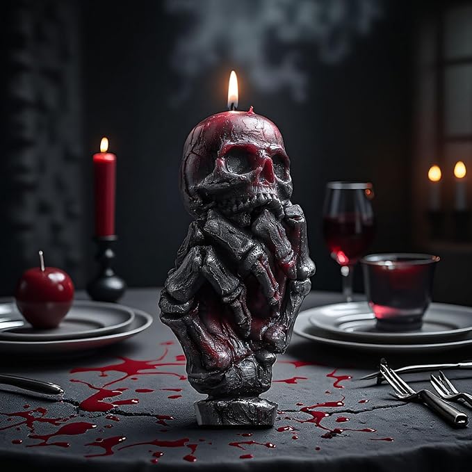 2 Pcs Halloween Skull Candle Molds 3D Skull Resin Molds, Ghost Hand Silicone - Image 3