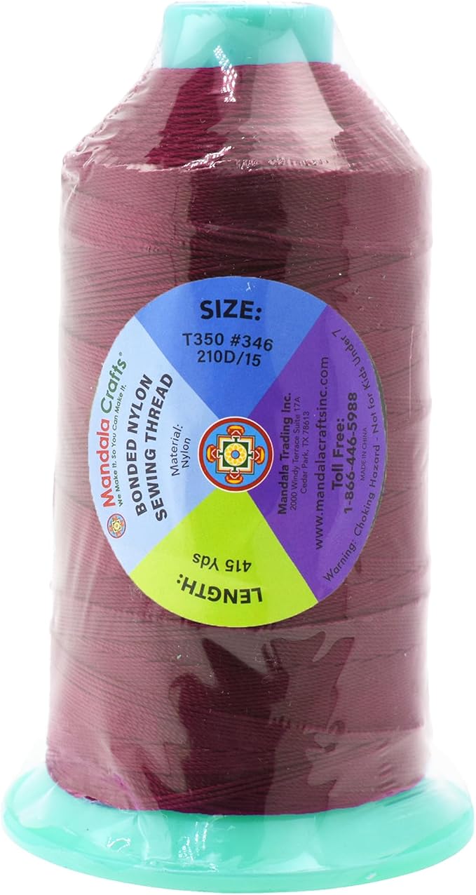 Mandala Crafts Bonded Nylon Thread Wine Heavy Duty Sewing Threads - Image 3