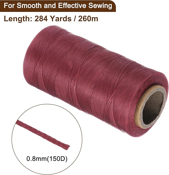 uxcell Leather Sewing Waxed Thread, 284 Yards / 260m 0.8mm 150D Flat Polyester - Image 2