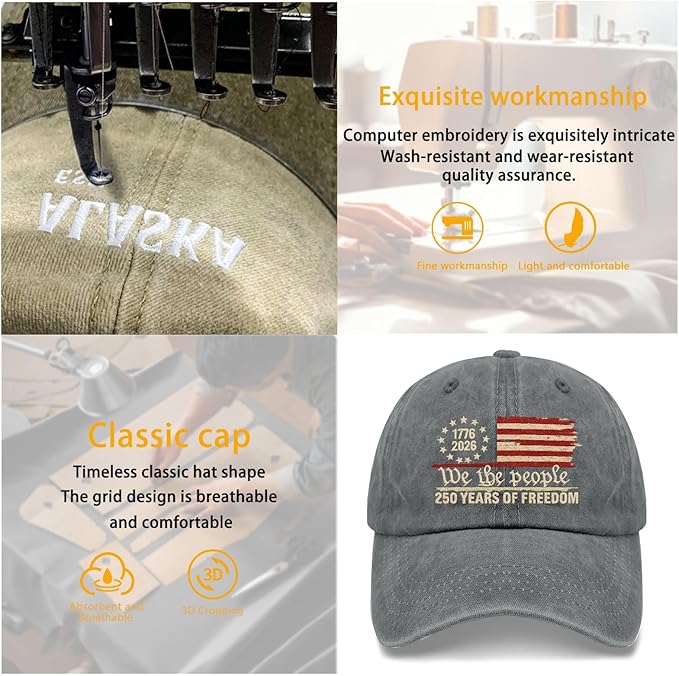 U.S. 250th Anniversary 250 Years Freedoms 1776-2026 Baseball Hats Funny
