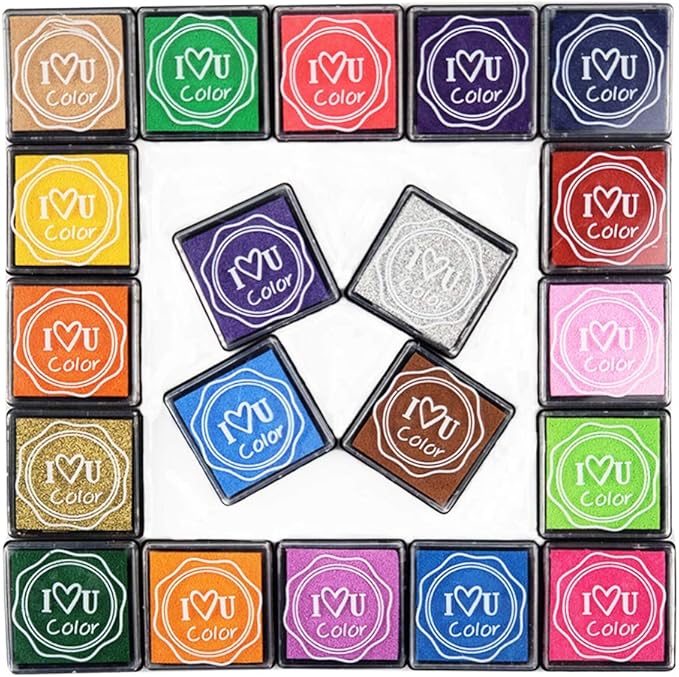 Washable Ink Pads for Kids Rubber Stamps, 20 Colors Stamp Ink Pads, Fingerprint - Image 2