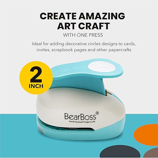 BearBoss 2 Inch Circle Punch, Hole Punch Shapes, Paper Punch Set - Image 5
